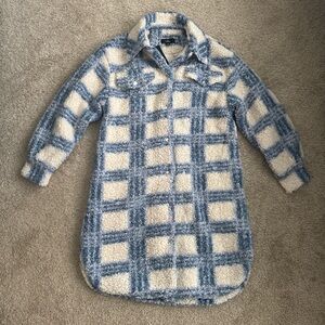 Lulus blue plaid oversized coat